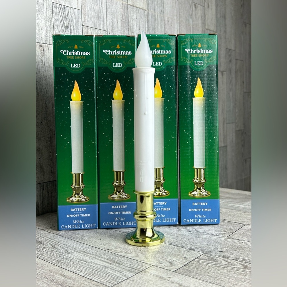 Christmas Tree Shop LED Battery On/Off Timer White Candle Light 4pk New